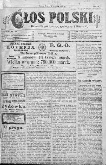 Głos Polski : dziennik polityczny, społeczny i literacki 1 styczeń 1919 nr 1