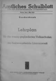 Amtliches Schulblatt für den Regierungsbezirk Litzmannstadt 1943 Lehrplan