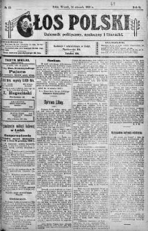 Głos Polski : dziennik polityczny, społeczny i literacki 14 styczeń 1919 nr 13