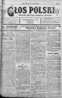 Głos Polski : dziennik polityczny, społeczny i literacki 21 styczeń 1919 nr 20