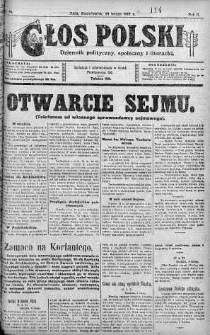Głos Polski : dziennik polityczny, społeczny i literacki 10 luty 1919 nr 40