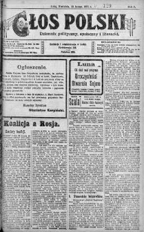 Głos Polski : dziennik polityczny, społeczny i literacki 16 luty 1919 nr 46