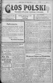 Głos Polski : dziennik polityczny, społeczny i literacki 19 luty 1919 nr 49