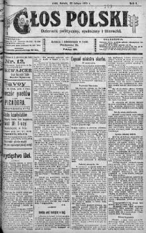 Głos Polski : dziennik polityczny, społeczny i literacki 22 luty 1919 nr 52