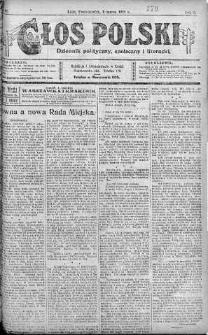 Głos Polski : dziennik polityczny, społeczny i literacki 3 marzec 1919 nr 61