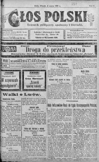 Głos Polski : dziennik polityczny, społeczny i literacki 4 marzec 1919 nr 62