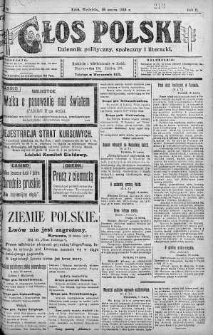 Głos Polski : dziennik polityczny, społeczny i literacki 16 marzec 1919 nr 74