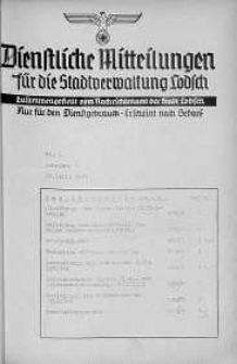 Dienstliche Mitteilungen die Stadtverwaltung Litzmannstadt 10 kwiecień 1940 nr 1