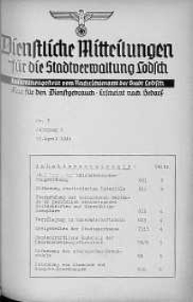 Dienstliche Mitteilungen die Stadtverwaltung Litzmannstadt 19 kwiecień 1940 nr 5