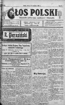 Głos Polski : dziennik polityczny, społeczny i literacki 16 kwiecień 1919 nr 105
