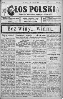 Głos Polski : dziennik polityczny, społeczny i literacki 26 kwiecień 1919 nr 113