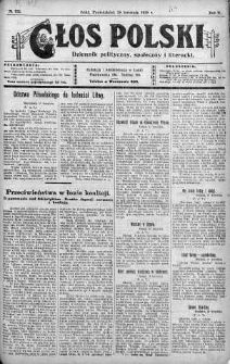 Głos Polski : dziennik polityczny, społeczny i literacki 28 kwiecień 1919 nr 115