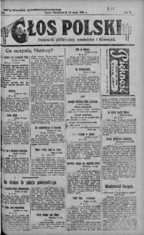 Głos Polski : dziennik polityczny, społeczny i literacki 19 maj 1919 nr 136