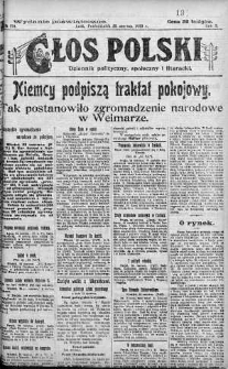 Głos Polski : dziennik polityczny, społeczny i literacki 23 czerwiec 1919 nr 170