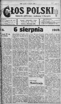 Głos Polski : dziennik polityczny, społeczny i literacki 6 sierpień 1919 nr 214