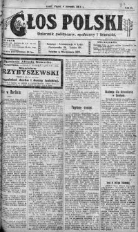 Głos Polski : dziennik polityczny, społeczny i literacki 8 sierpień 1919 nr 216
