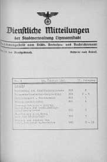 Dienstliche Mitteilungen die Stadtverwaltung Litzmannstadt 18 luty 1941 nr 4