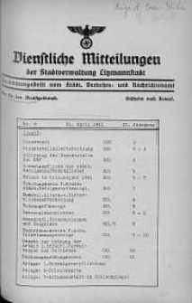 Dienstliche Mitteilungen die Stadtverwaltung Litzmannstadt 21 kwiecień 1941 nr 9