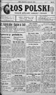 Głos Polski : dziennik polityczny, społeczny i literacki 14 sierpień 1919 nr 222