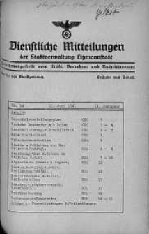 Dienstliche Mitteilungen die Stadtverwaltung Litzmannstadt 12 czerwiec 1941 nr 14
