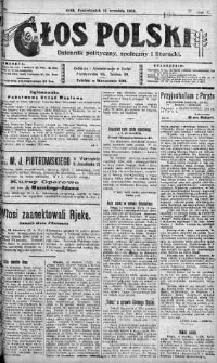 Głos Polski : dziennik polityczny, społeczny i literacki 15 wrzesień 1919 nr 253