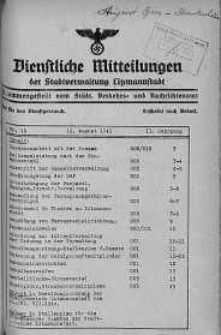 Dienstliche Mitteilungen die Stadtverwaltung Litzmannstadt 12 sierpień 1941 nr 19