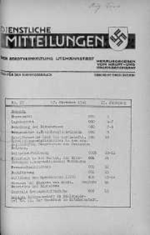 Dienstliche Mitteilungen die Stadtverwaltung Litzmannstadt 17 listopad 1941 nr 27