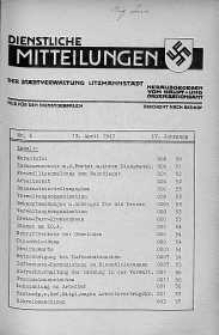 Dienstliche Mitteilungen die Stadtverwaltung Litzmannstadt 13 kwiecień 1943 nr 5