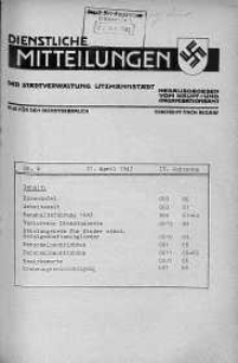 Dienstliche Mitteilungen die Stadtverwaltung Litzmannstadt 21 kwiecień 1943 nr 6