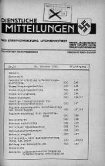 Dienstliche Mitteilungen die Stadtverwaltung Litzmannstadt 28 październik 1943 nr 16