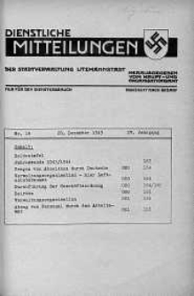 Dienstliche Mitteilungen die Stadtverwaltung Litzmannstadt 28 grudzień 1943 nr 18