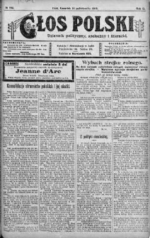 Głos Polski : dziennik polityczny, społeczny i literacki 16 październik 1919 nr 284