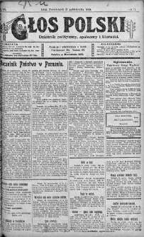 Głos Polski : dziennik polityczny, społeczny i literacki 27 październik 1919 nr 295