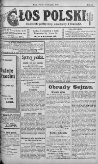 Głos Polski : dziennik polityczny, społeczny i literacki 7 listopad 1919 nr 305