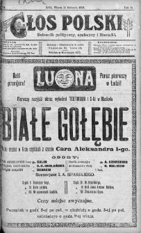 Głos Polski : dziennik polityczny, społeczny i literacki 11 listopad 1919 nr 309