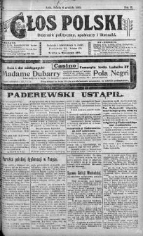 Głos Polski : dziennik polityczny, społeczny i literacki 6 grudzień 1919 nr 334