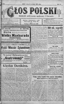 Głos Polski : dziennik polityczny, społeczny i literacki 31 grudzień 1919 nr 356