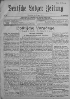 Deutsche Lodzer Zeitung 4 kwiecień 1917 nr 92