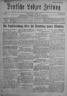 Deutsche Lodzer Zeitung 6 sierpień 1917 nr 214