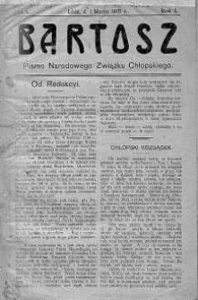 Bartosz. Pismo Narodowego Związku Chłopskiego 1 marzec 1915 nr 1