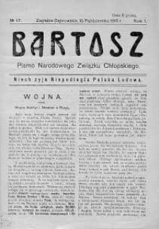 Bartosz. Pismo Narodowego Związku Chłopskiego 15 październik 1915 nr 17