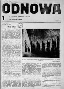 Odnowa: miesięcznik społeczno-literacki 1938 grudzień nr 1
