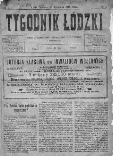 Tygodnik Łódzki. Organ narodowy: społeczny, polityczny i literacki 15 czerwiec 1918 nr 5
