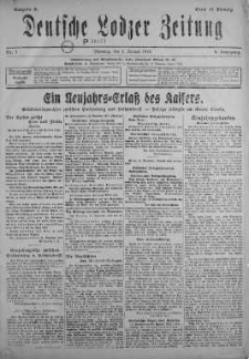 Deutsche Lodzer Zeitung 1 styczeń 1918 nr 1