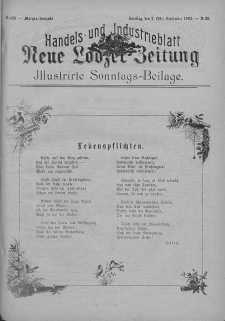 Illustrierte Sonntags Beilage: Handels und Industrieblatt. Neue Lodzer Zeitung 7 - 20 wrzesień 1903 nr 38