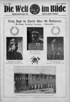 Die Welt im Bilde. Sonntagsbeilage zur "Neuen Lodzer Zeitung" 9 wrzesień 1928 nr 37