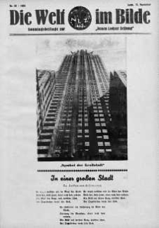 Die Welt im Bilde. Sonntagsbeilage zur "Neuen Lodzer Zeitung" 12 listopad 1933 nr 46