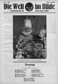 Die Welt im Bilde. Sonntagsbeilage zur "Neuen Lodzer Zeitung" 19 listopad 1933 nr 47
