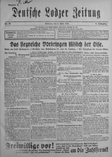 Deutsche Lodzer Zeitung 9 kwiecień 1918 nr 98