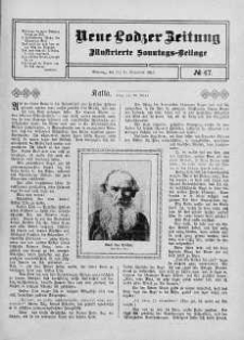 Illustrierte Sonntags Beilage. Neue Lodzer Zeitung 7 - 20 listopad 1910 nr 47